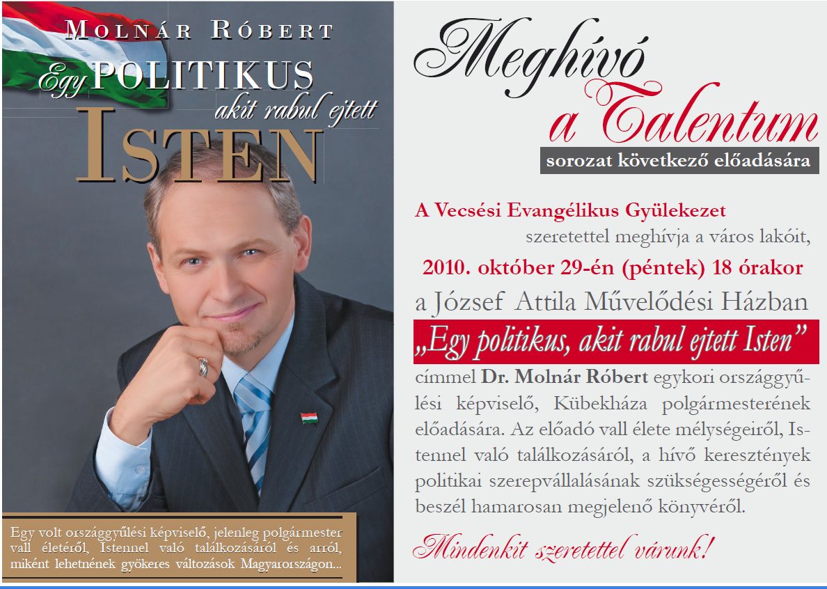 Dr. Molnár Róbert tart előadást a vecsési gyülekezetben