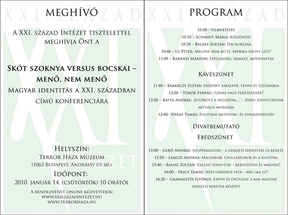 Konferencia a magyar identitásról