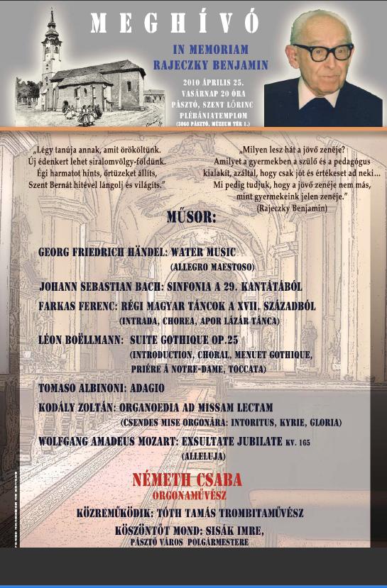 Koncert Rajeczky Benjámin emlékére