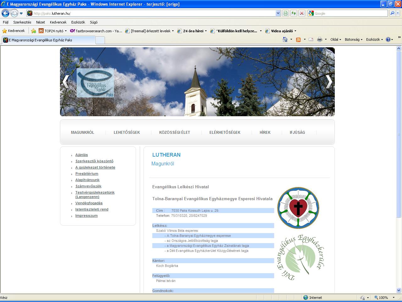 Elkészült a Paksi Evangélikus Gyülekezet honlapja
