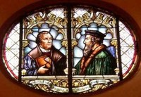 Templomablak Kálvinnal és Lutherrel 